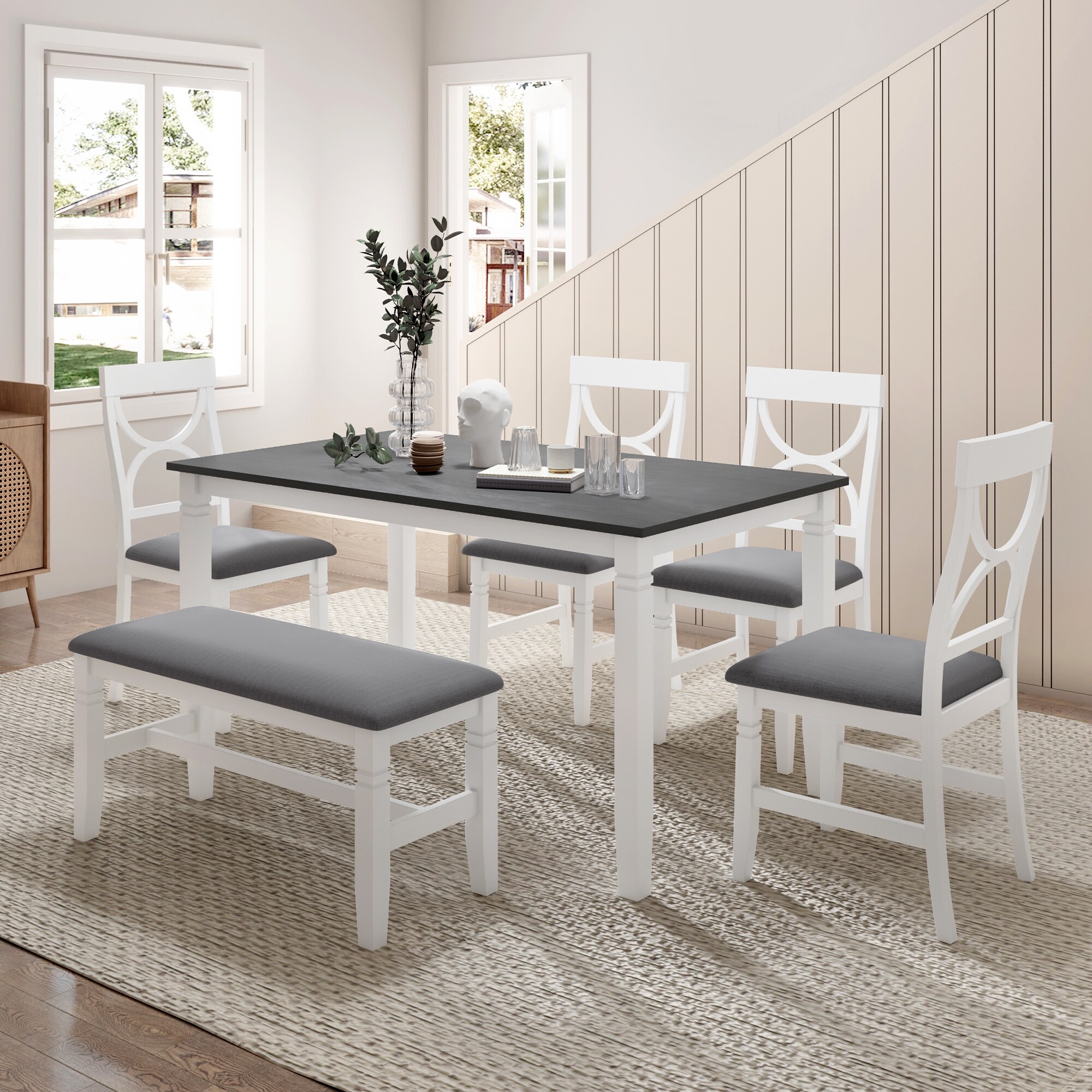 White table and chairs with bench outlet